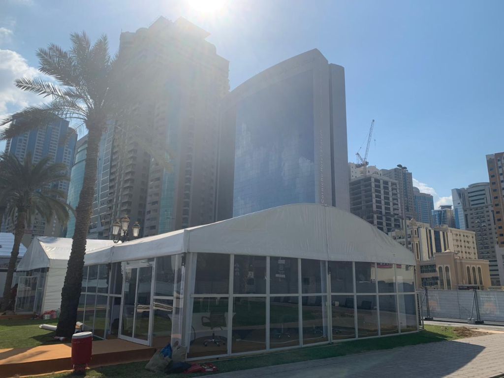 Glass-wall corporate event tents in the UAE